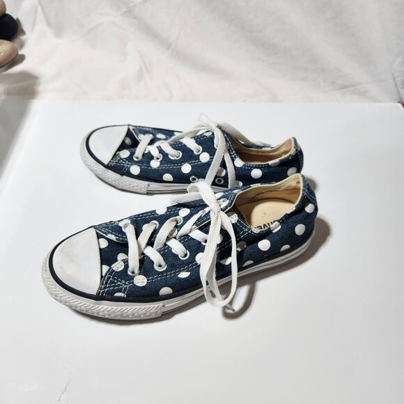 Converse All Star Girls Sneakers – Navy Polka Dot (Size 2) - Picture 4 of 9